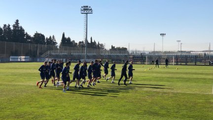 Una imagen del entrenamiento de esta mañana en la Ciudad Deportiva.