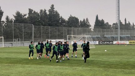 Una imagen del entrenamiento de este viernes.