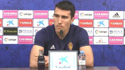 Alberto Zapater, en rueda de prensa.