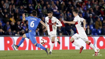 Los oscenses en el partido contra el Getafe el sábado pasado.