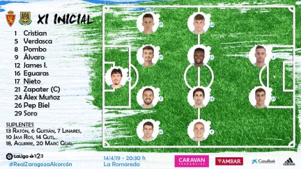 Once inicial del Real Zaragoza frente al Alcorcón.