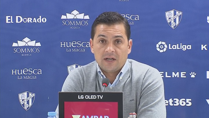 Francisco, en la sala de prensa de El Alcoraz.