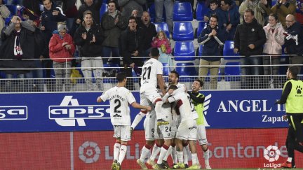 La SD Huesa tras ganar a la SD Eibar.