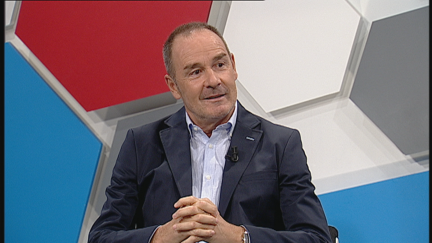 Víctor Fernández, en un instante de su entrevista en La Jornada de Aragón TV.