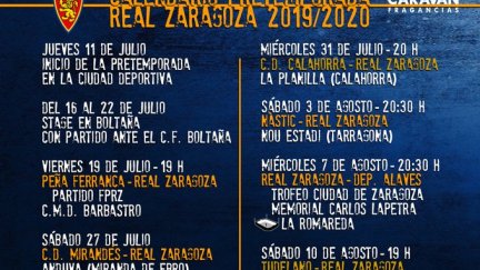 Horarios de la pretemporada.