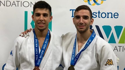 Sergio Ibáñez y Daniel Gavilán con las medallas del Mundial de Indiana.