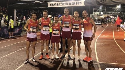 El conjunto masculino durante el campeonato en Londres. Fuente: RFEA.