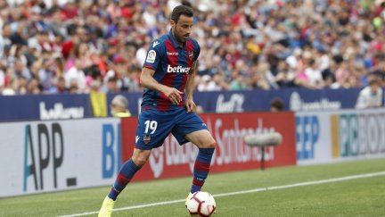 Pedro López, en un encuentro con el Levante la pasada temporada.