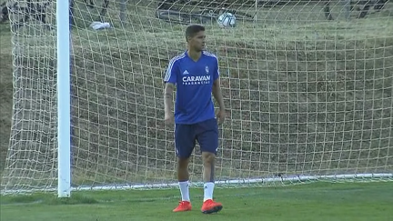 Simone Grippo, en una sesión de entrenamiento en Boltaña esta semana.