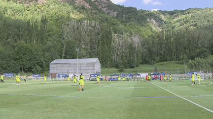 Una imagen de la concentración del Huesca en Benasque el año pasado.
