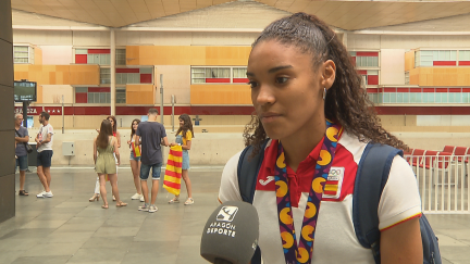 Salma a su llegada a Zaragoza tras el FOJE.