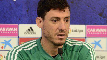 Cristian Álvarez durante la rueda de prensa. Fuente: Real Zaragoza.