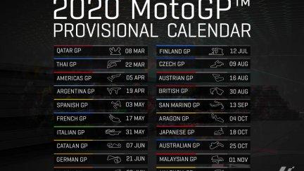 Calendario provisional de Moto GP para el año 2020.