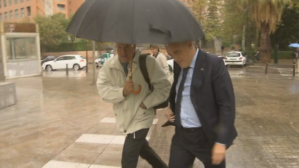 Javier Tebas, a su llegada a la Ciudad de la Justicia de Valencia