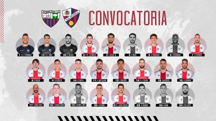 Convocatoria del Huesca para el partido en Extremadura.