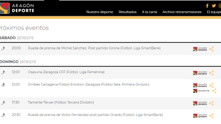 Estos son los streamings que hay este fin de semana en Aragón Deporte.