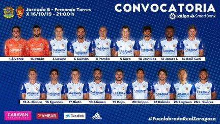 Convocatoria del Real Zaragoza.