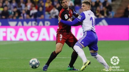 Imagen del duelo del Real Zaragoza ante el Mirandés.