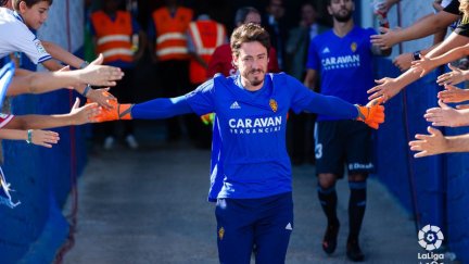 Cristian Álvarez durante un partido con el Real Zaragoza.