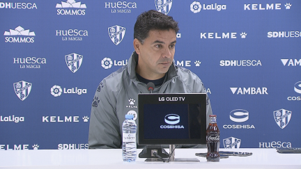 Rueda de prensa de Míchel de este viernes.