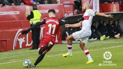 La SD Huesca durante un partido. Foto: La Liga.