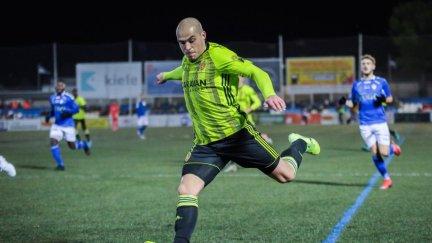 Pombo durante un partido con el Real Zaragoza. Foto: LaLiga.