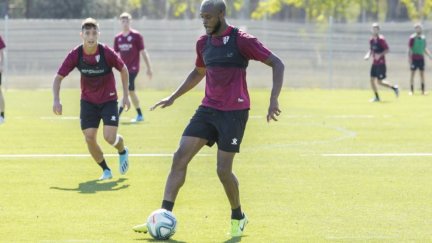 Imagen de Doukouré en un entrenamiento en Huesca.