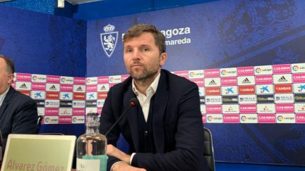 Lalo Arantegui, durante su comparecencia esta mañana en La Romareda.