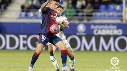 Cristo en un partido de la temporada con la SD Huesca.