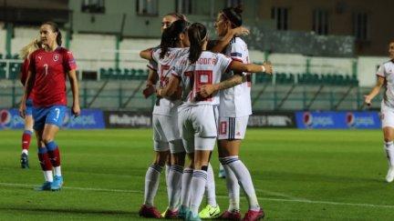 La Selección Española Femenina durante un partido.