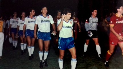 Imagen del histórico partido disputado ante la Roma en La Romareda el 17 de septiembre de 1986.