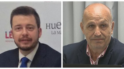 Antonio Orús y Carlos Ranera, presidentes del Levitec Huesca y del CV Teruel, respectivamente.