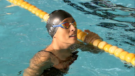 Teresa Perales en la piscina de El Olivar.