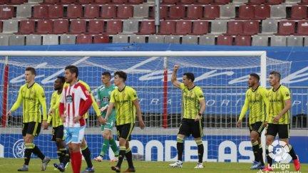 Miguel Linares celebra su gol en el Anxo Carro.