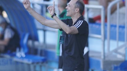 Javier Garcés, en un partido con el Deportivo Aragón esta temporada.