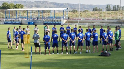 El Real Zaragoza durante un entrenamiento.
