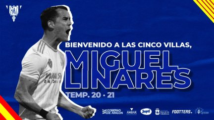 Cartel con el que la SD Ejea ha anunciado el fichaje de Miguel Linares.