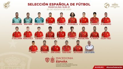 Lista de 24 convocados de la selección Sub-21 para el duelo ante Macedonia.