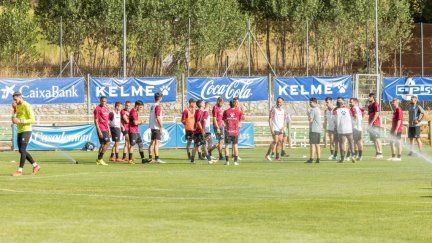 La SD Huesca durante su pretemporada la campaña pasadano la