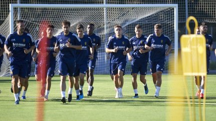 Los jugadores blanquillos durante un entrenamiento