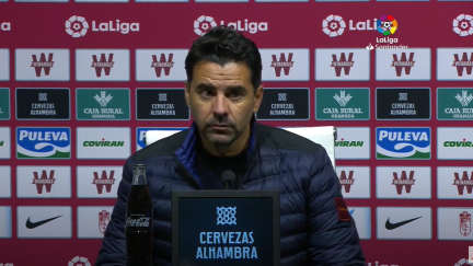 Míchel Sánchez durante la rueda de prensa.