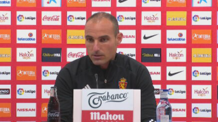 Iván Martínez, en la rueda de prensa de Gijón