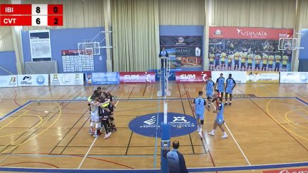 El conjunto turolense celebra un punto durante el encuentro de este miércoles