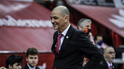 Sergio Hernández sonríe en un instante del encuentro ante el Start Lublin.