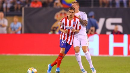 Juan Manuel Sanabria en un partido con el Atlético de Madrid.