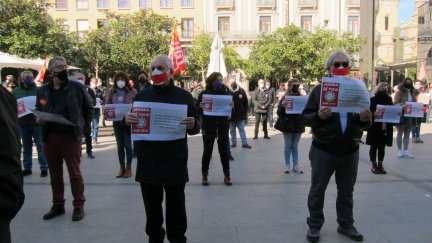 Un momento de la concentración en Zaragoza