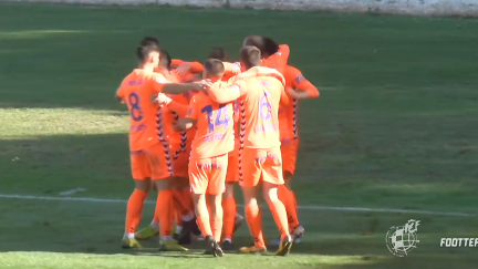 El CD Ebro celebrando un gol ante el Tudelano. Foto: Footers.
