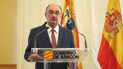 Javier Lambán en rueda de prensa