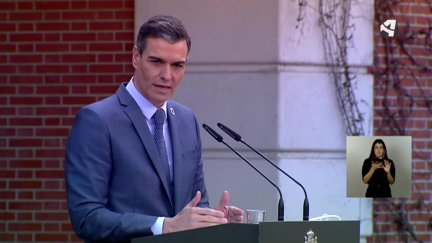 El presidente del Gobierno, Pedro Sánchez, durante la comparecencia de este viernes.