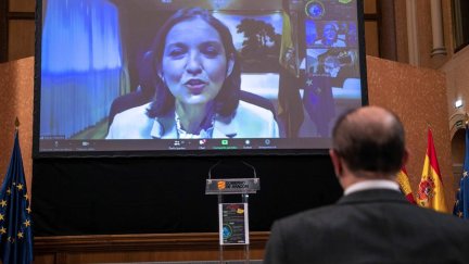 La ministra Reyes Maroto, durante su intervención